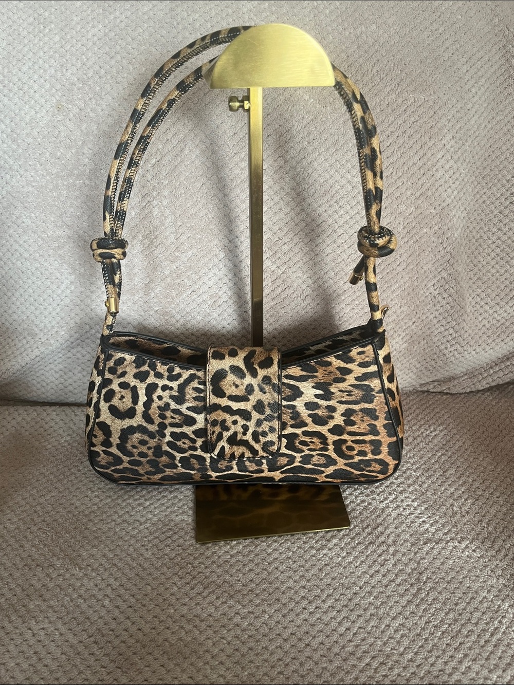Leopard Print Shoulder Bag - Brown/Black